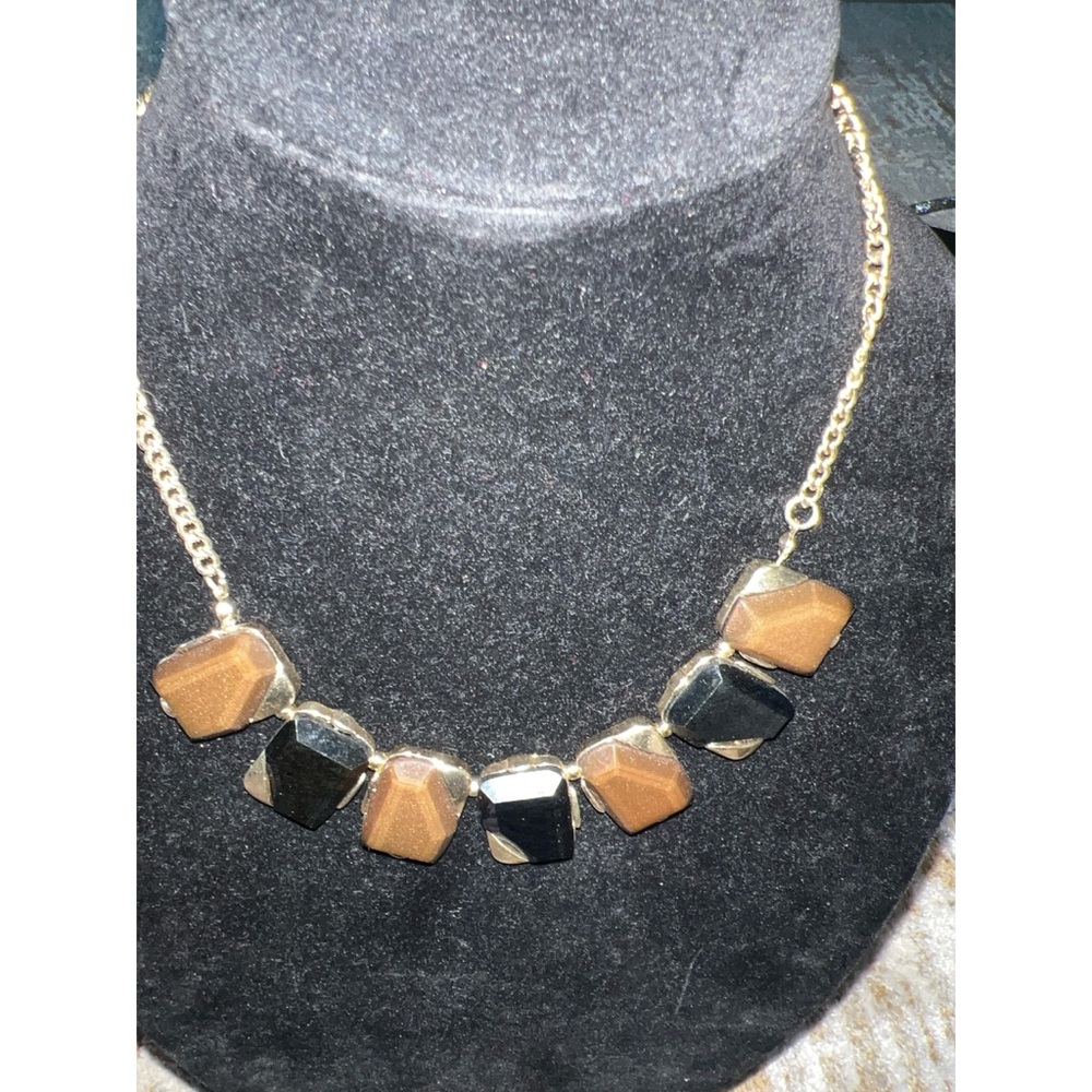Black Gold & Brown Geometric Necklace
